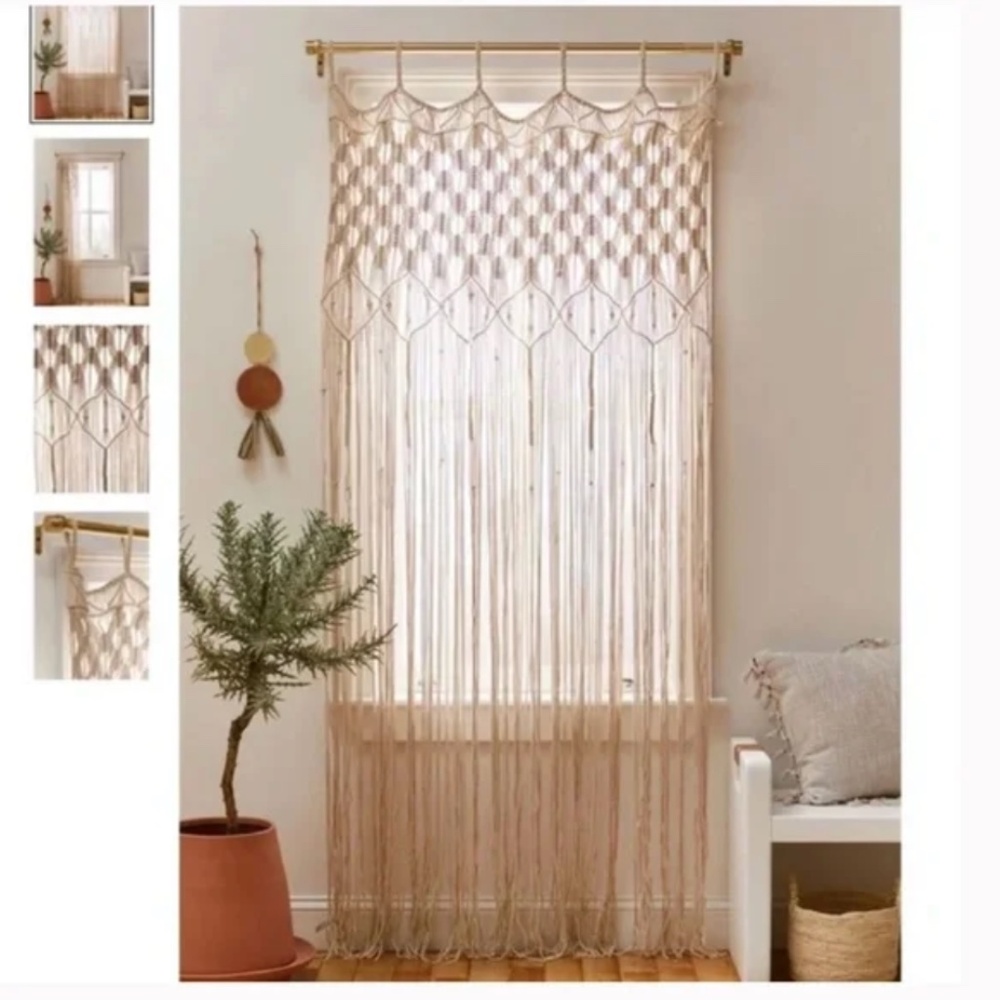 FL Millie Macramé Boho Peasant Knot Hipster Hippie Art Deco Farm Window Curtain
